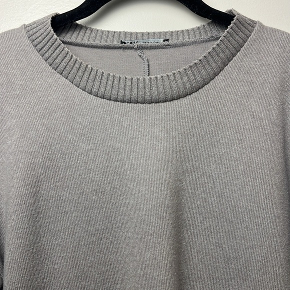 Zara Women's Cotton Blend Crewneck Sweater - Grey - Size Small - Picture 2 of 8